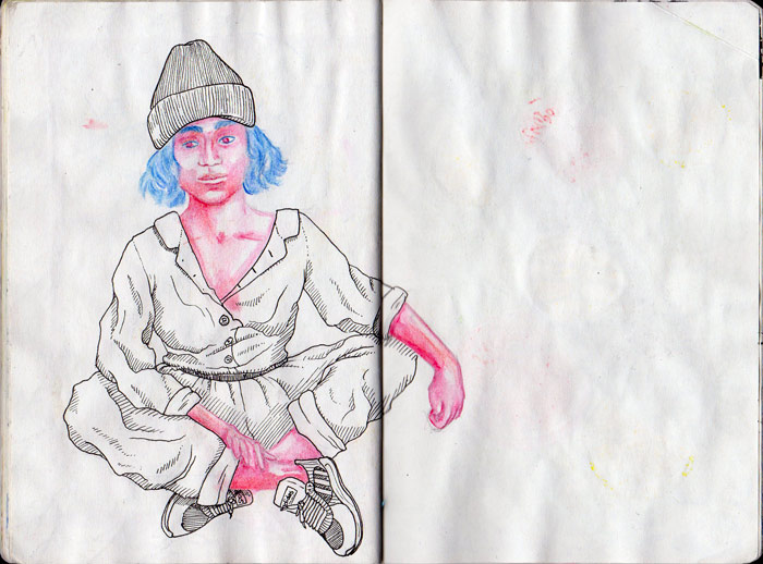 Juliette Seban – Carnet de croquis – Portrait au bonnet