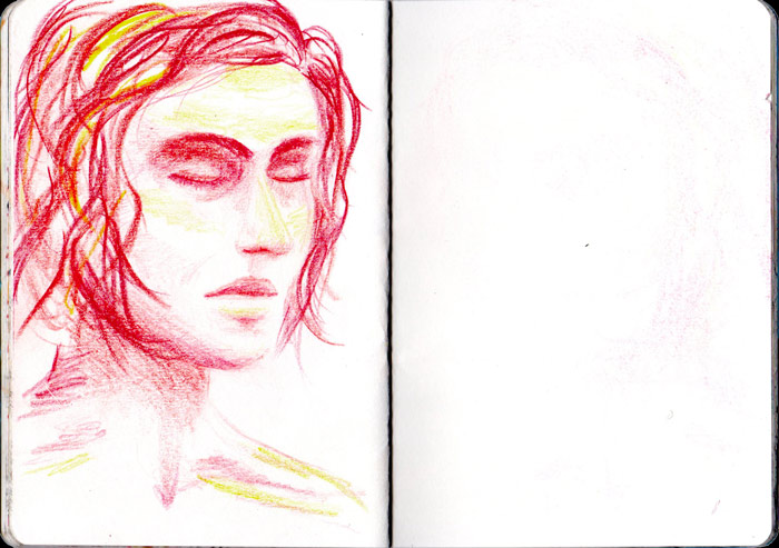 Juliette Seban – Carnet de croquis – Portrait aux crayons