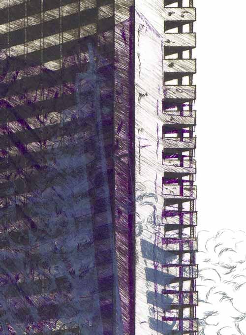 Juliette Seban – Chutes – gravure violette détail