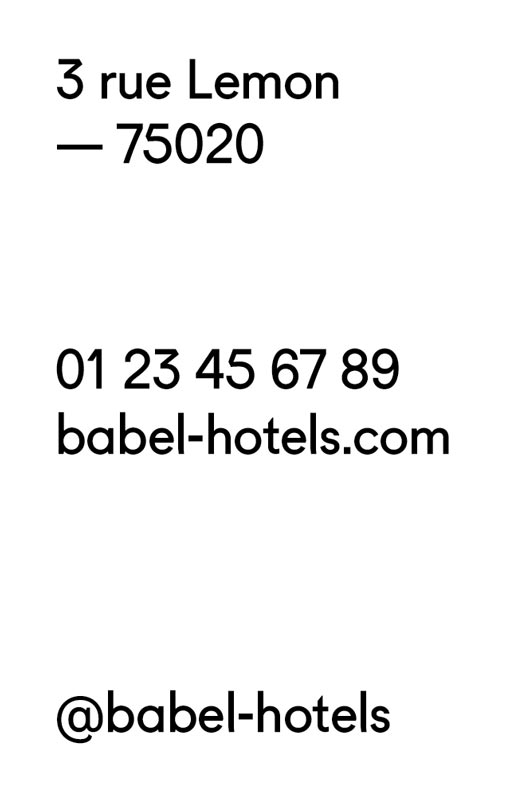 Juliette Seban – Babel Hôtel Belleville – Carte de visite verso