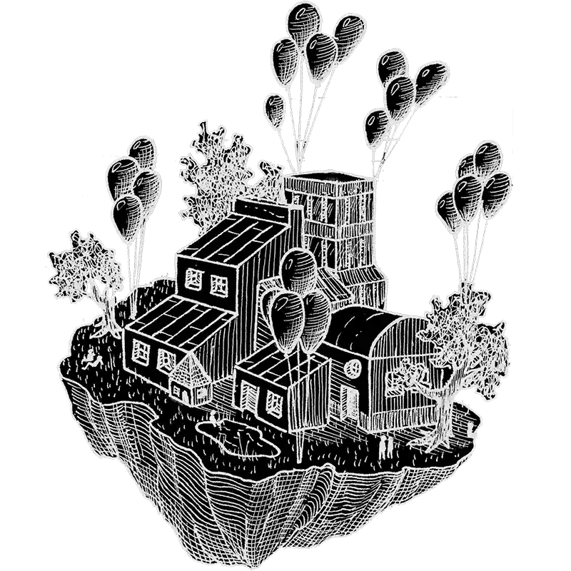 Juliette Seban – Horde Family 2025 – Dessin île volante